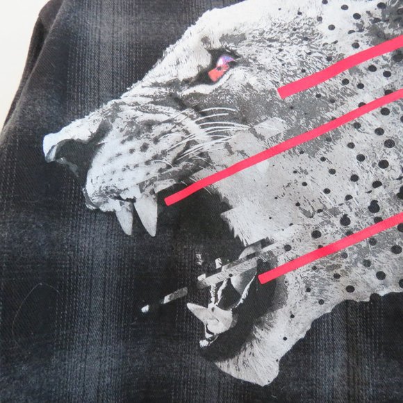 MARCELO BURLON COUNTY OF MILAN Sham Panther Print Plaid Wool Blend Shirt Sz XXS - Picture 13 of 16